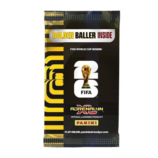 Panini FIFA World Cup 2026 Adrenalyn XL Golden Baller promotional trading card pack with exclusive football collectible cards
