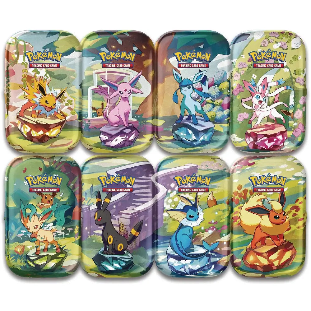 Pokemon Prismatic Evolutions Eeveelutions Mini Tin collection Jolteon Espeon Glaceon Sylveon Leafeon Umbreon Vaporeon Flareon