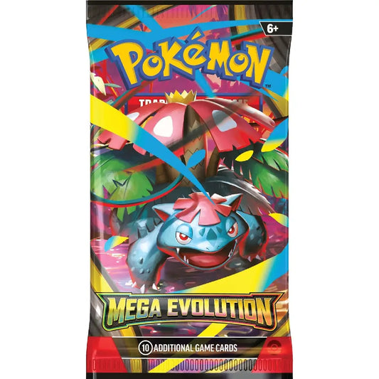 Pokemon TCG Mega Evolution Sleeved Booster Pack featuring Mega Venusaur artwork (English Version)