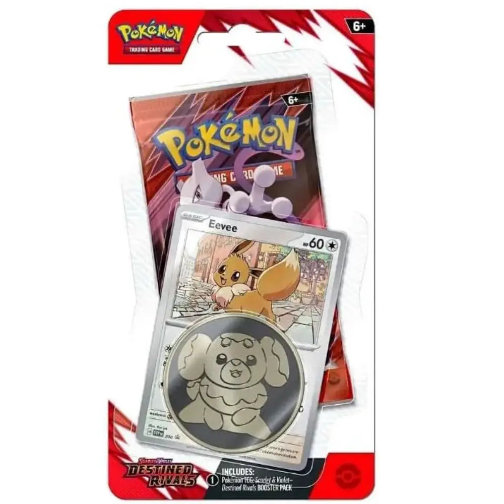 Pokémon Destined Rivals Eevee Blister Pack with Coin & Promo Card - TCGVault