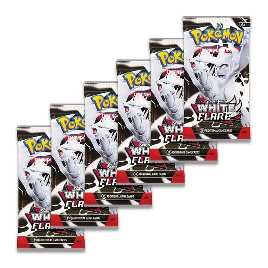 Pokemon TCG Scarlet & Violet White Flare booster packs bundle featuring Reshiram artwork