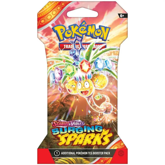 Pokémon TCG: Scarlet & Violet—Surging Sparks Sleeved Booster Pack featuring Alolan Exeggutor artwork (English Version).