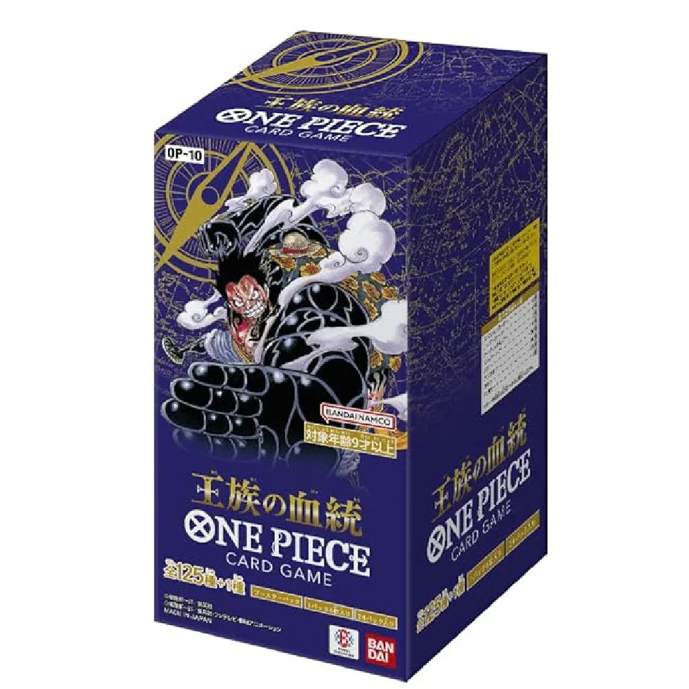 One Piece card game packaging with character illustration on a blue background