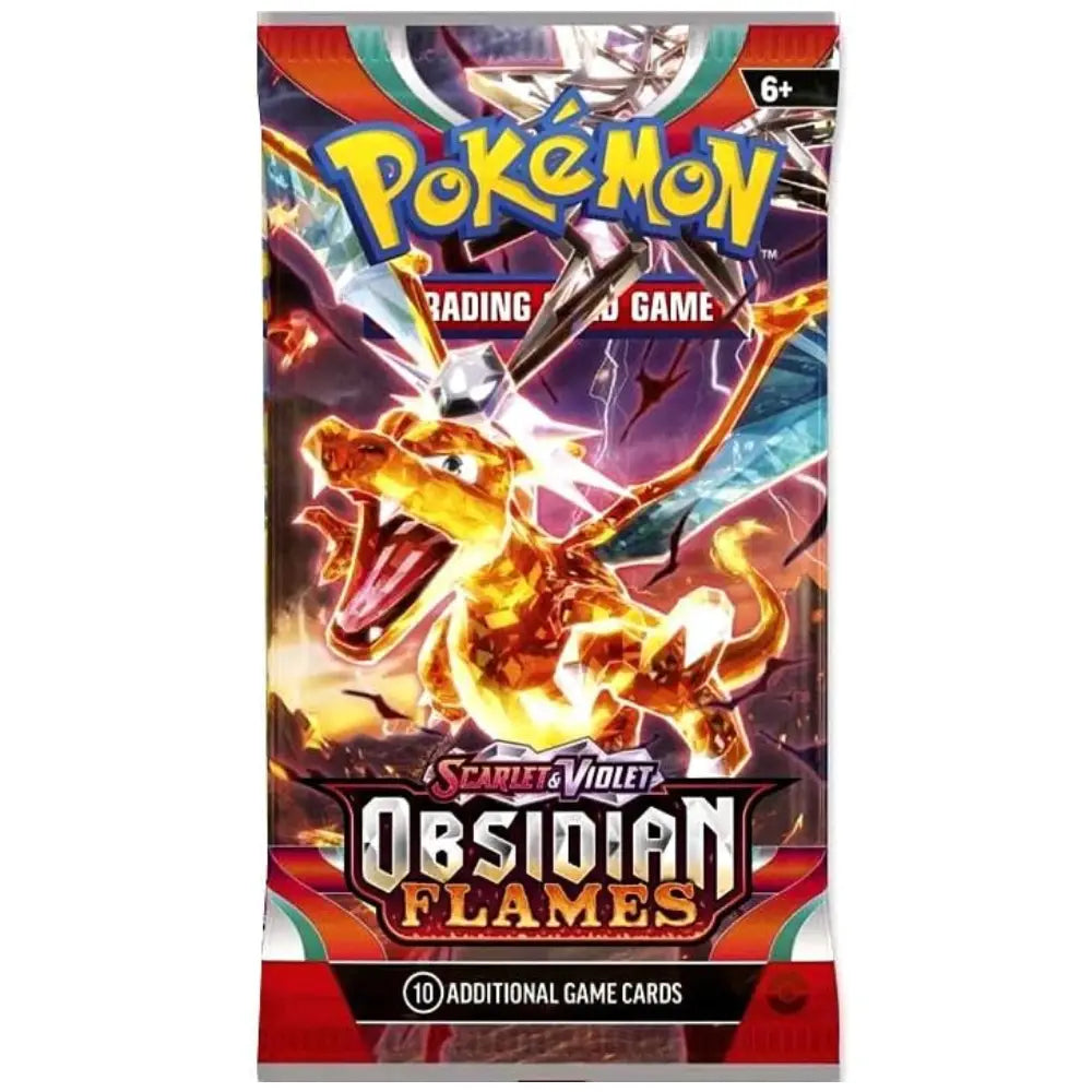 Pokemon Scarlet & Violet Obsidian Flames Booster Pack with Charizard artwork – English Version | TCGVault