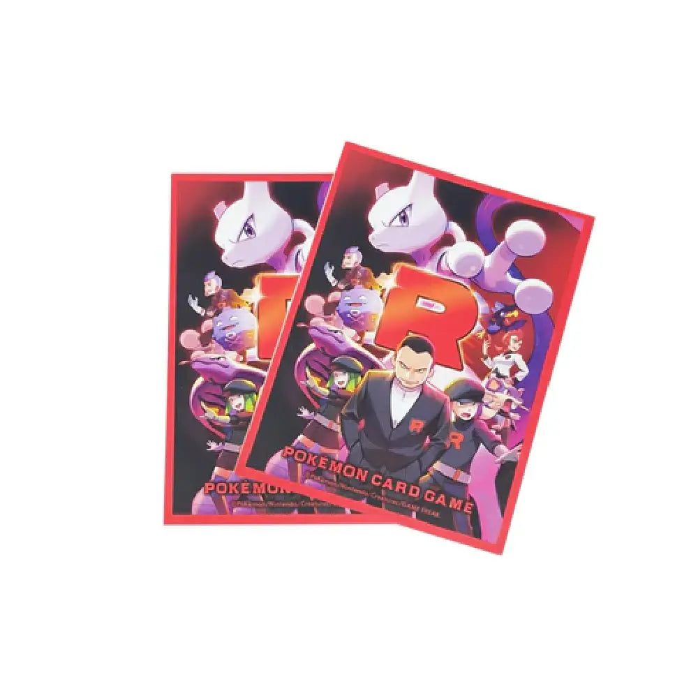 Official Pokémon Center Glory of Team Rocket deck shields featuring Giovanni and Mewtwo with a red border by TCGVault