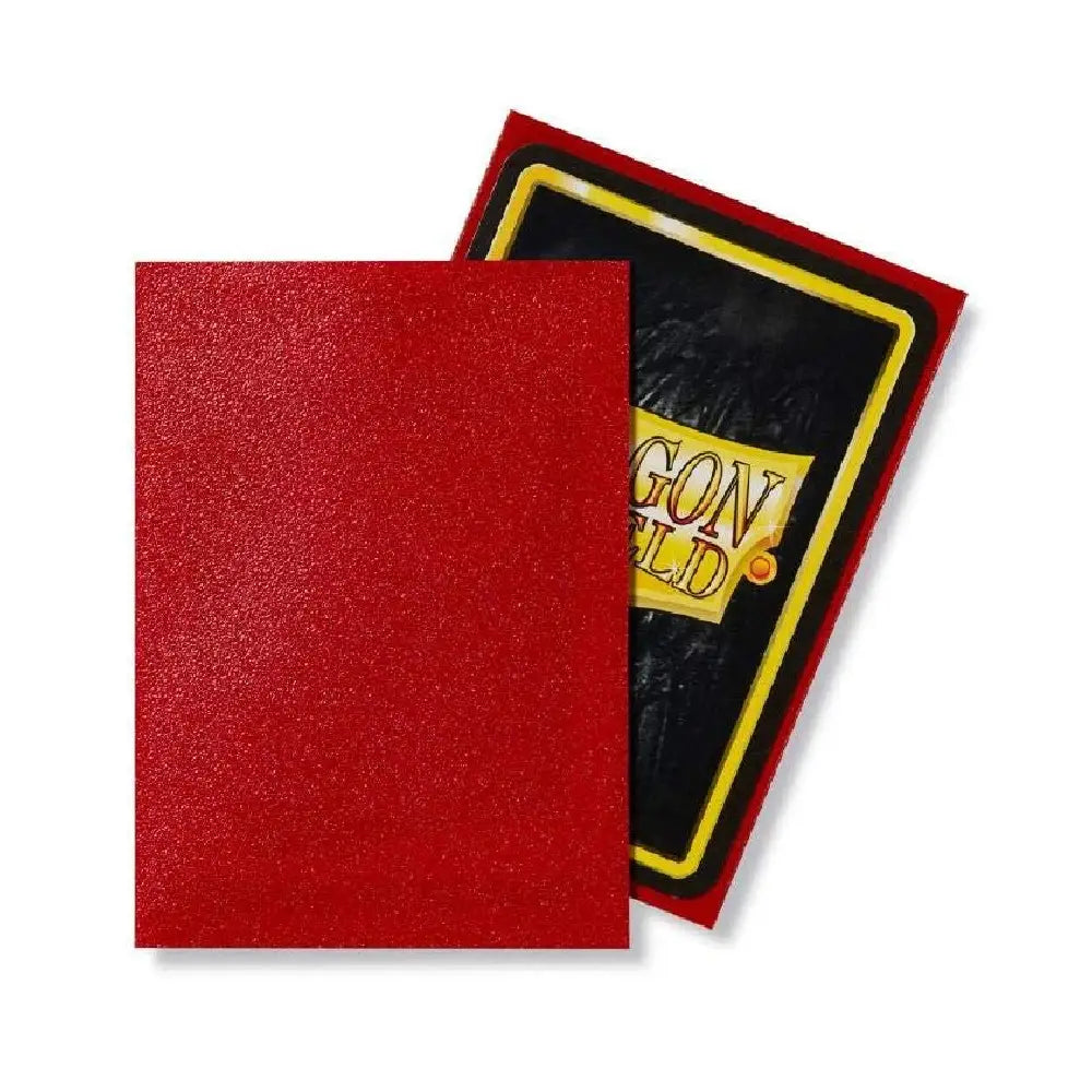 Detailed view of Detailed view of Dragon Shield Matte Ruby sleeves showcasing the vibrant red textured back and crystal-clear front for Pokémon and MTG showcasing the vibrant red textured back and crystal-clear front for Pokémon and MTG