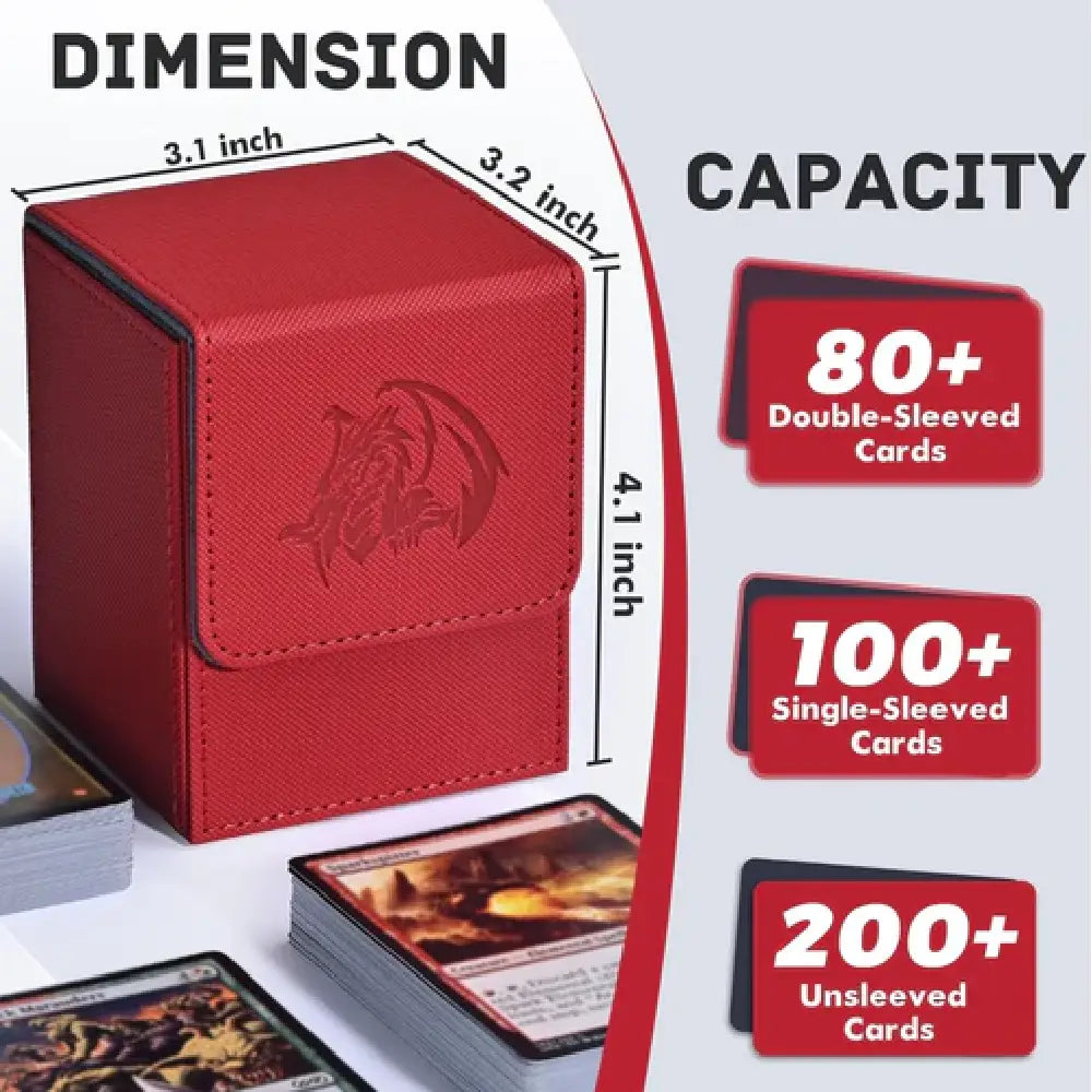 Open view of the Red Emperor Dragon Deck Box showcasing the soft grey microfiber interior lining and magnetic lid flap - TCGVault.