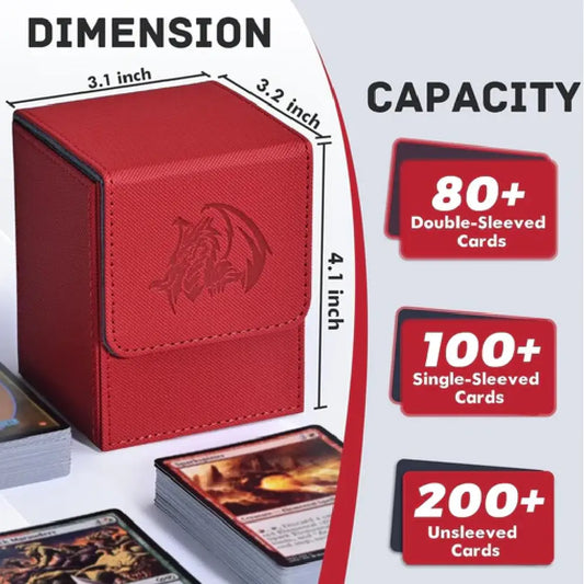 Open view of the Red Emperor Dragon Deck Box showcasing the soft grey microfiber interior lining and magnetic lid flap - TCGVault.