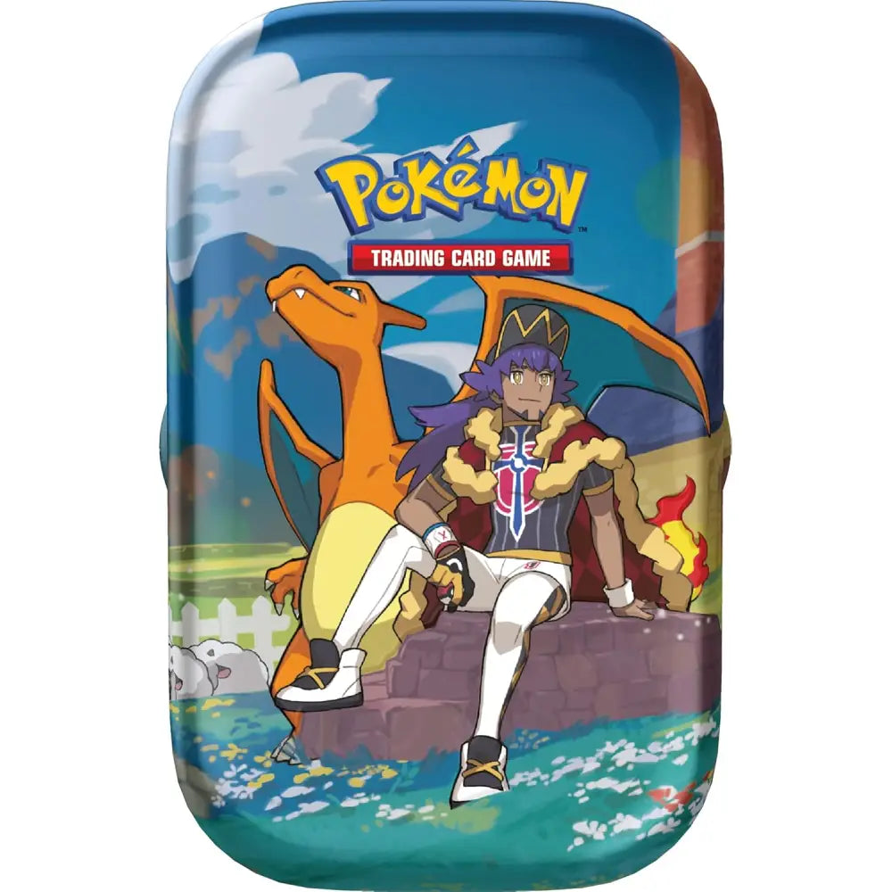 Pokemon Crown Zenith Mini Tin Leon Charizard front view sealed Pokemon TCG collectible tin