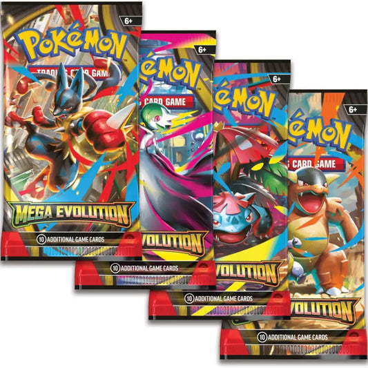 Pokemon TCG Mega Evolution Booster Packs assorted artworks including Lucario, Gardevoir, Venusaur and kangaskhan | TCGVault