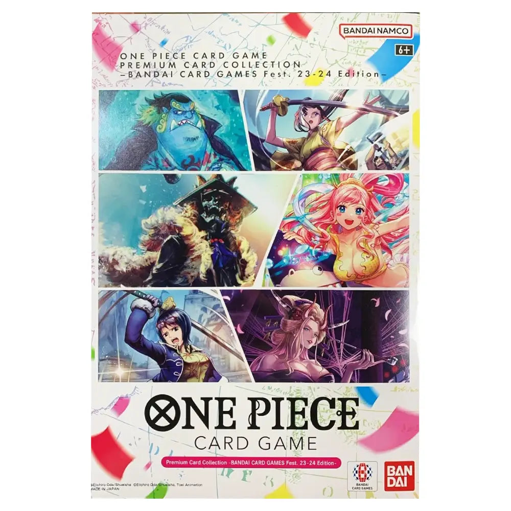 One Piece card game premium card collection packaging with colorful illustrations on a white background
