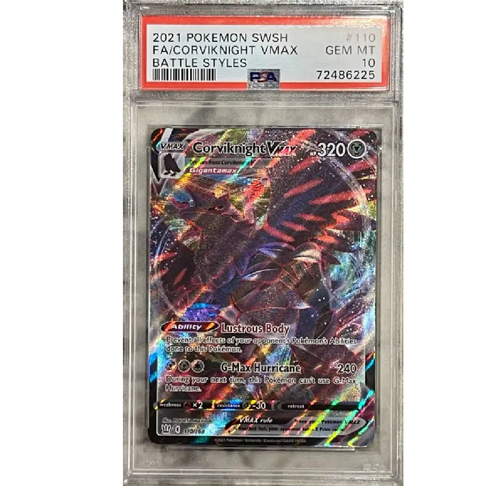 PSA 10 Corviknight VMAX Full Art #110 Battle Styles Pokémon card graded Gem Mint in PSA slab