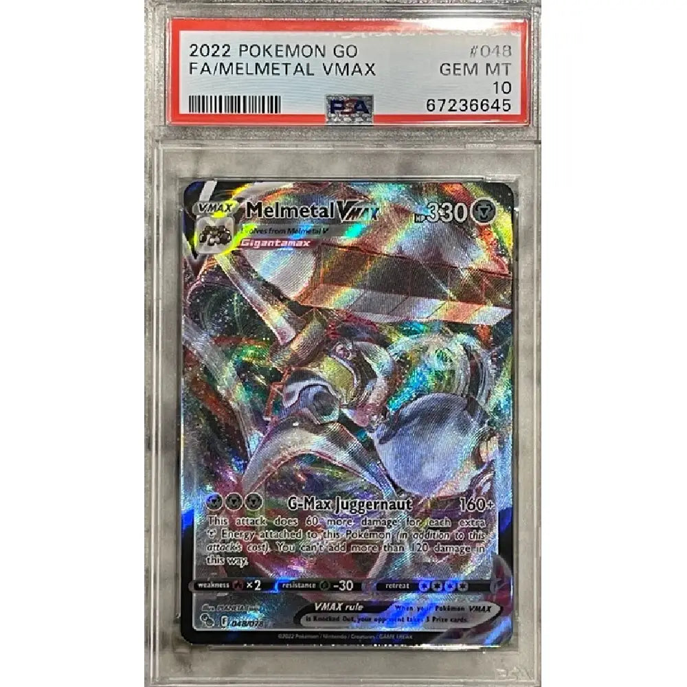 PSA 10 Melmetal VMAX Full Art #048 Pokémon GO expansion holo card graded Gem Mint in PSA slab