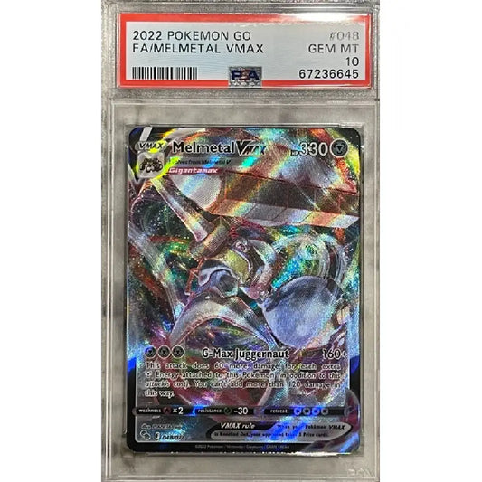 PSA 10 Melmetal VMAX Full Art #048 Pokémon GO expansion holo card graded Gem Mint in PSA slab