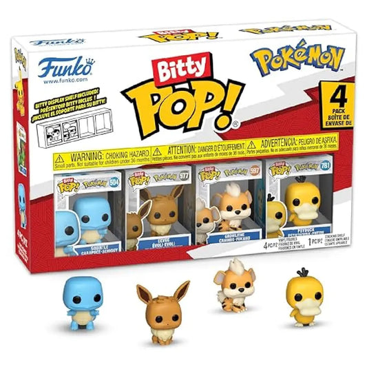 Pokémon Bitty POP! Squirtle, Eevee, Growlithe & Psyduck Mini Collectible Figures - TCG Vault