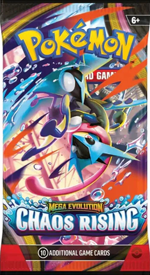 Pokémon trading card game pack with colorful design and text