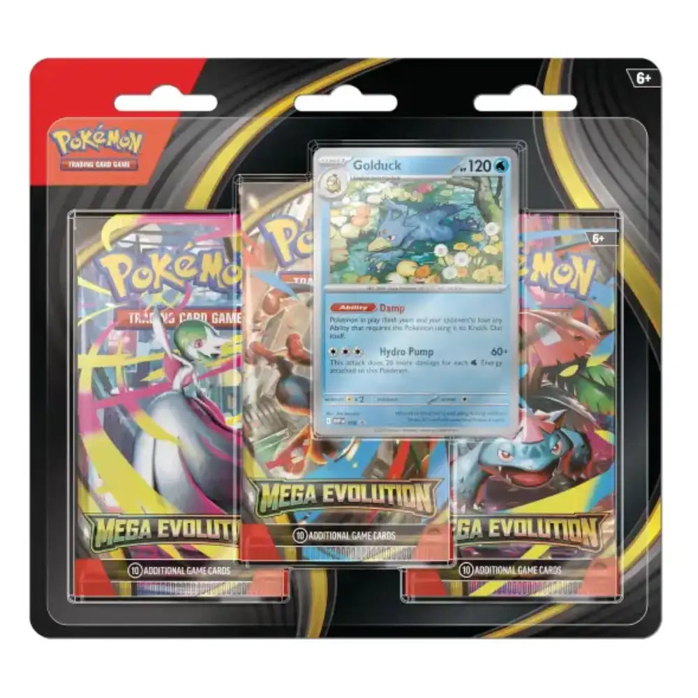 Pokémon Mega Evolution Three-Booster Blister Golduck Promo English - TCGVault