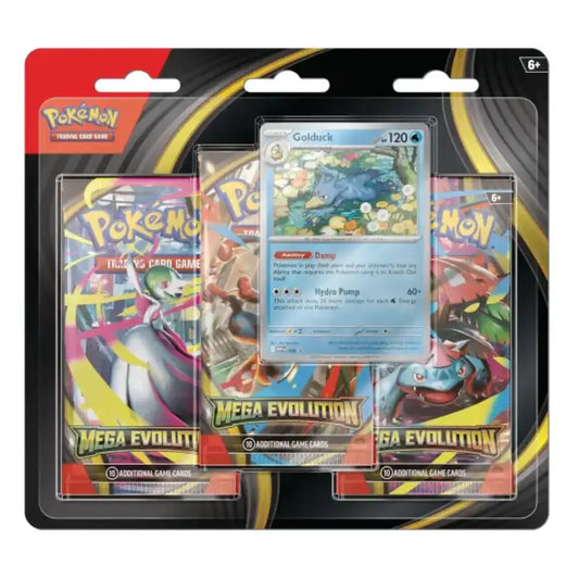 Pokémon Mega Evolution Three-Booster Blister Golduck Promo English - TCGVault