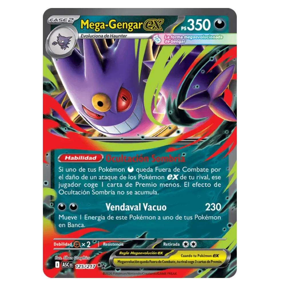 Mega-Gengar EX trading card with colorful design and text
