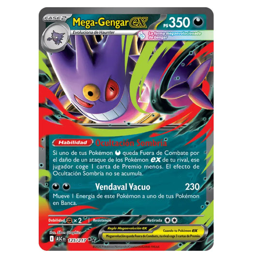 Mega-Gengar EX trading card with colorful design and text