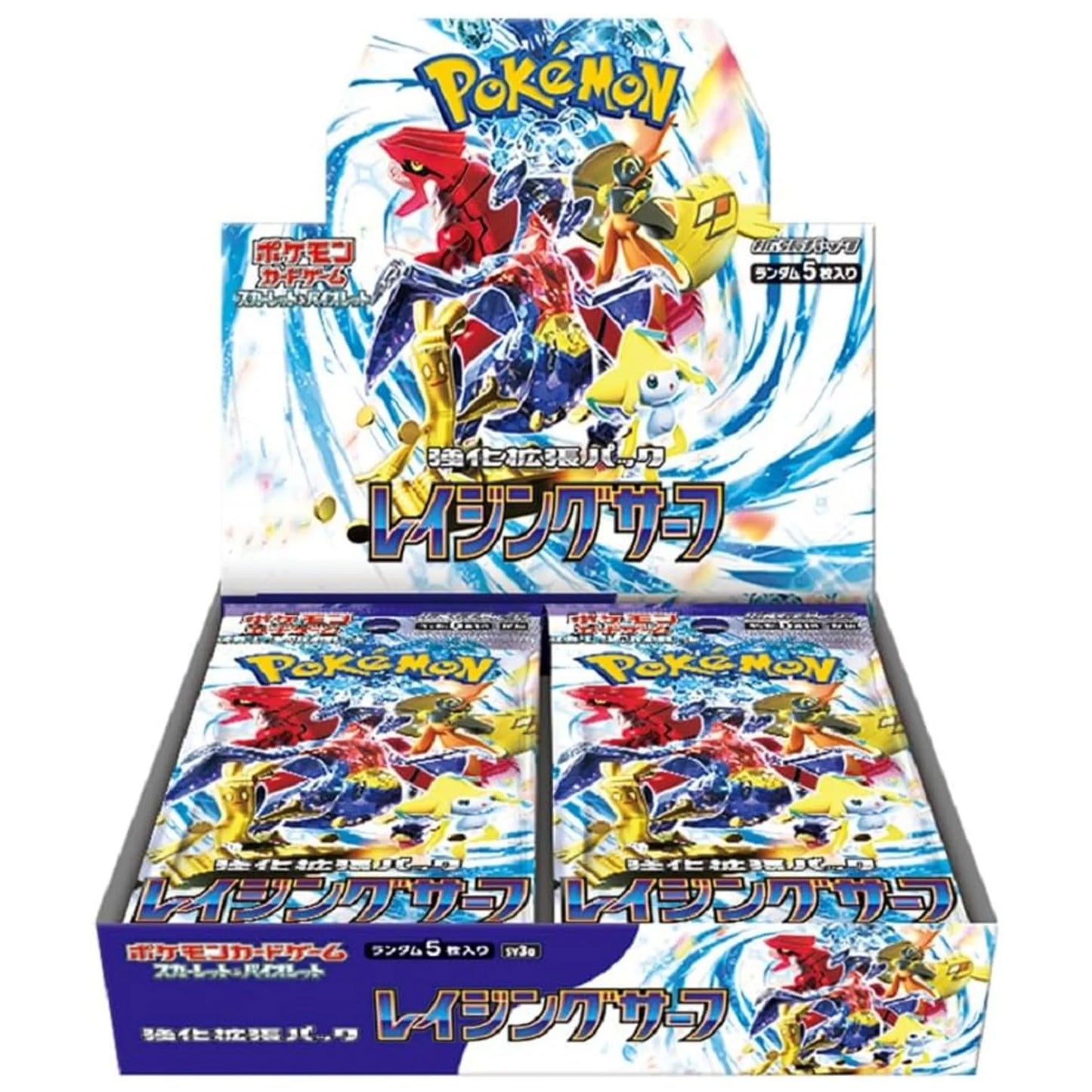 Pokémon Scarlet & Violet Raging Surf Japanese Booster Box featuring 30 booster packs with premium Japanese Pokémon trading cards and ocean-themed artwork available at PokéTCG
