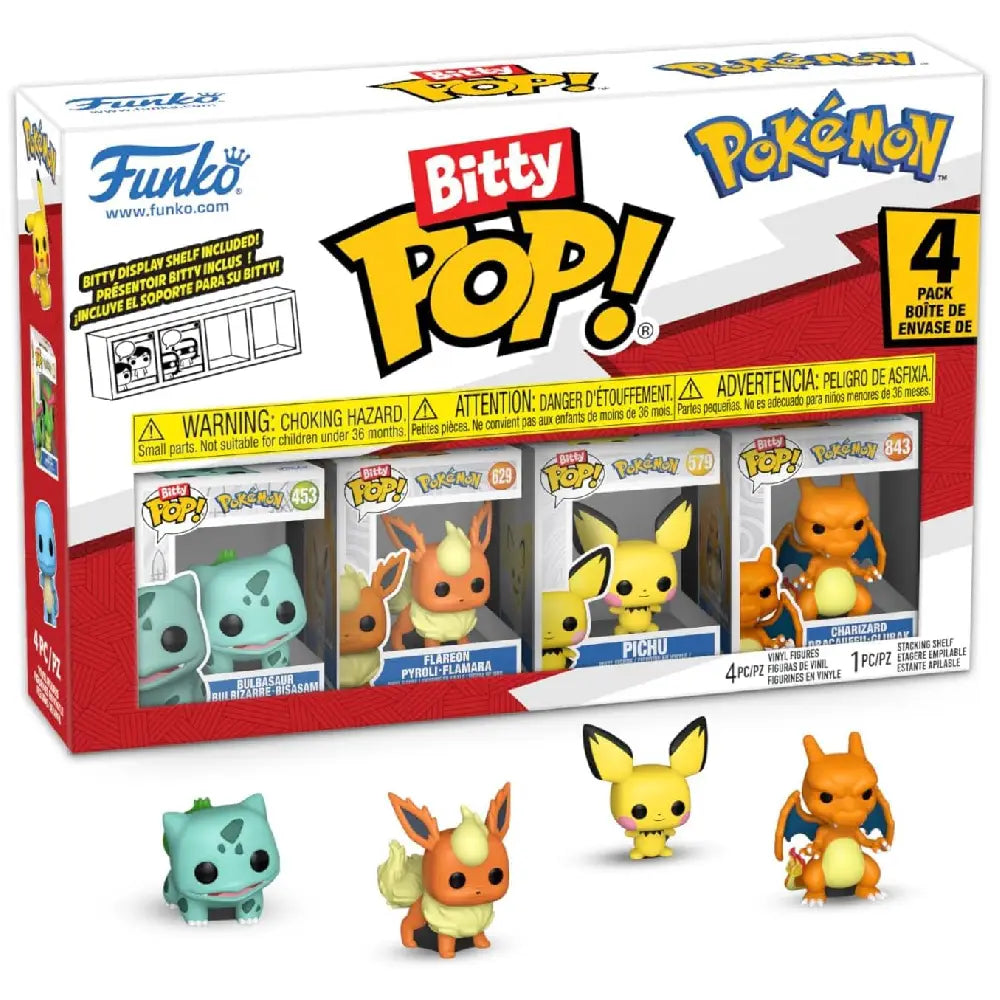 Funko Pop! Bitty Pokémon Mini Figures Set Bulbasaur, Flareon, Pichu & Charizard Collectible Vinyl Toys - TCG Vault