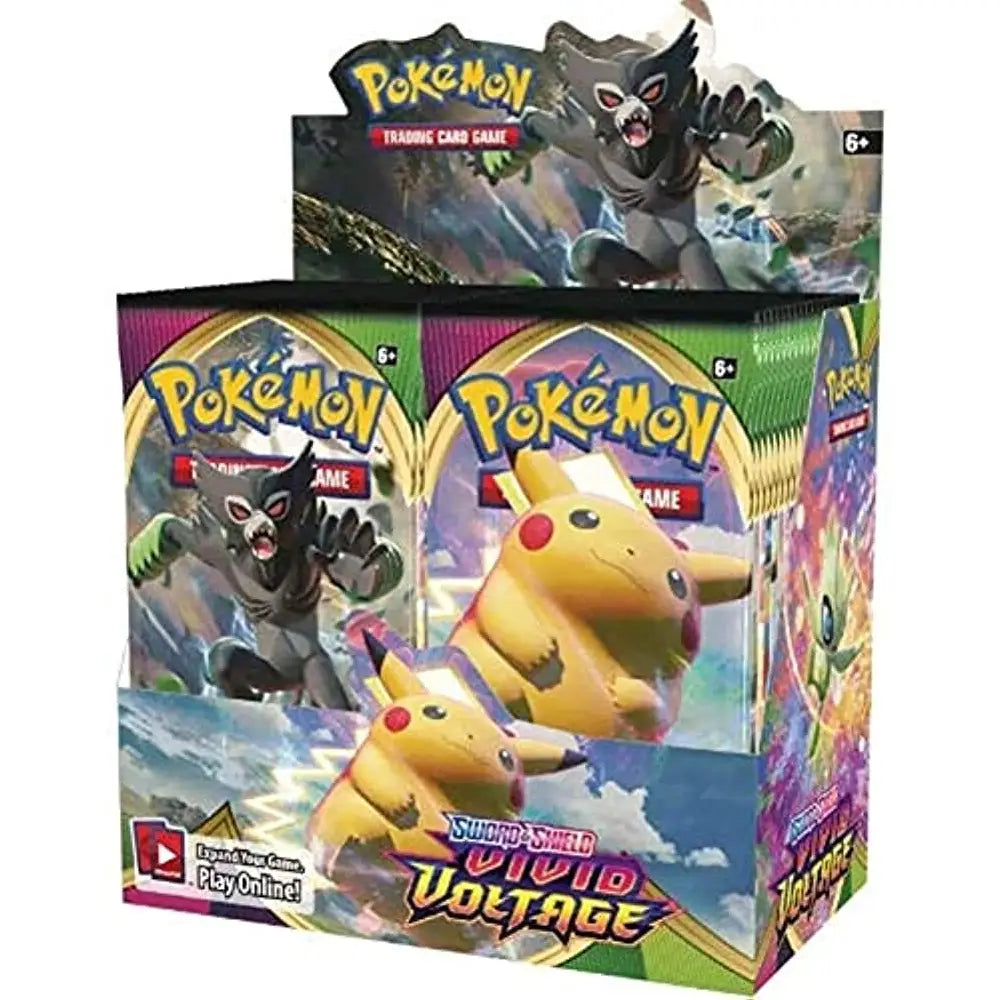 Pokemon TCG Sword & Shield Vivid Voltage Booster Pack display box with Pikachu artwork English Version