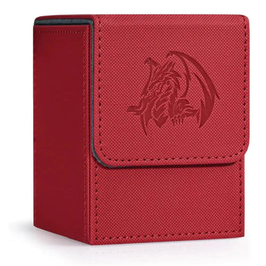 Red ZLCA Emperor Dragon Deck Box with premium textured leather-like finish and secure magnetic flip closure - TCGVault.