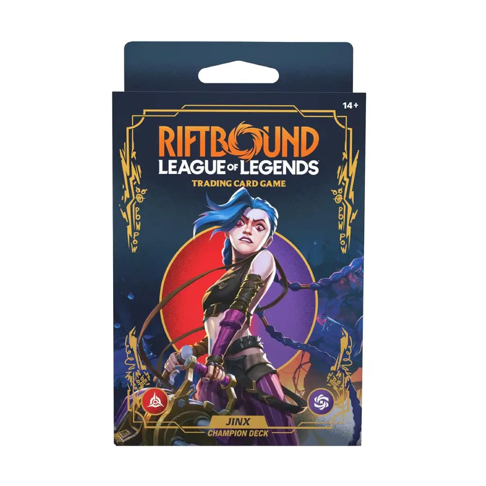 Riftbound League of Legends trading card game pack with character illustration on a blue background