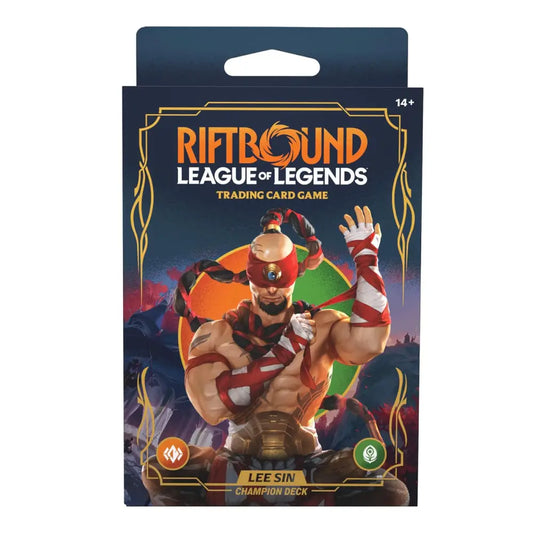 Riftbound League of Legends trading card game packaging with a character on the cover.