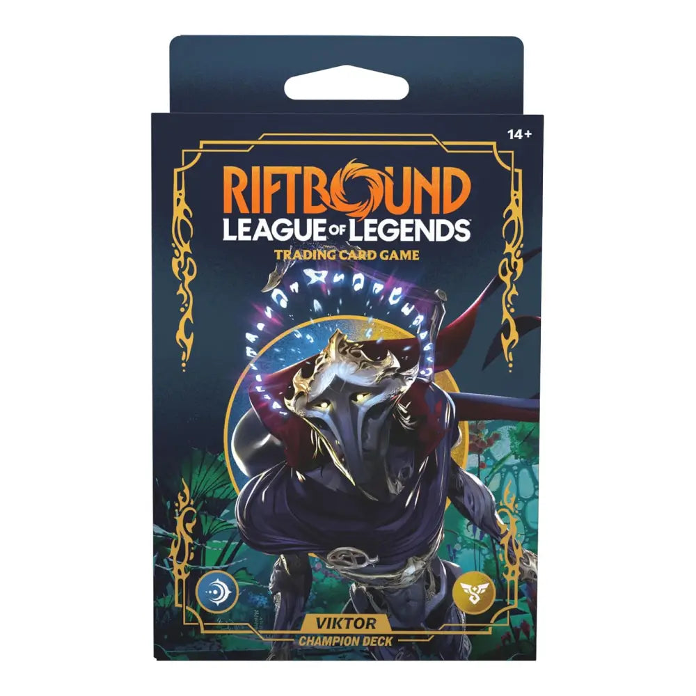 Riftbound League of Legends trading card game packaging featuring Viktor.