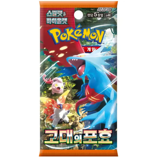 Pokemon TCG Scarlet & Violet Ancient Roar Booster Pack featuring Roaring Moon artwork (Korean Version)