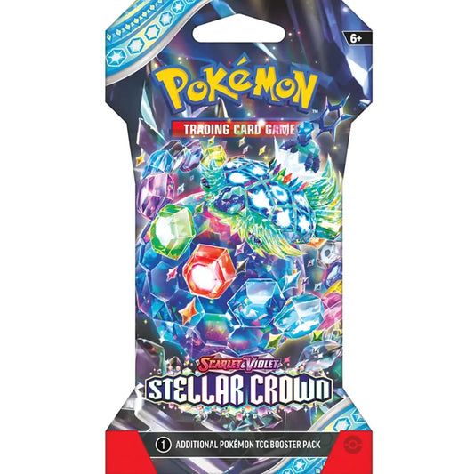 Pokemon TCG Scarlet & Violet Stellar Crown Sleeved Booster Pack featuring Terapagos Terastal artwork