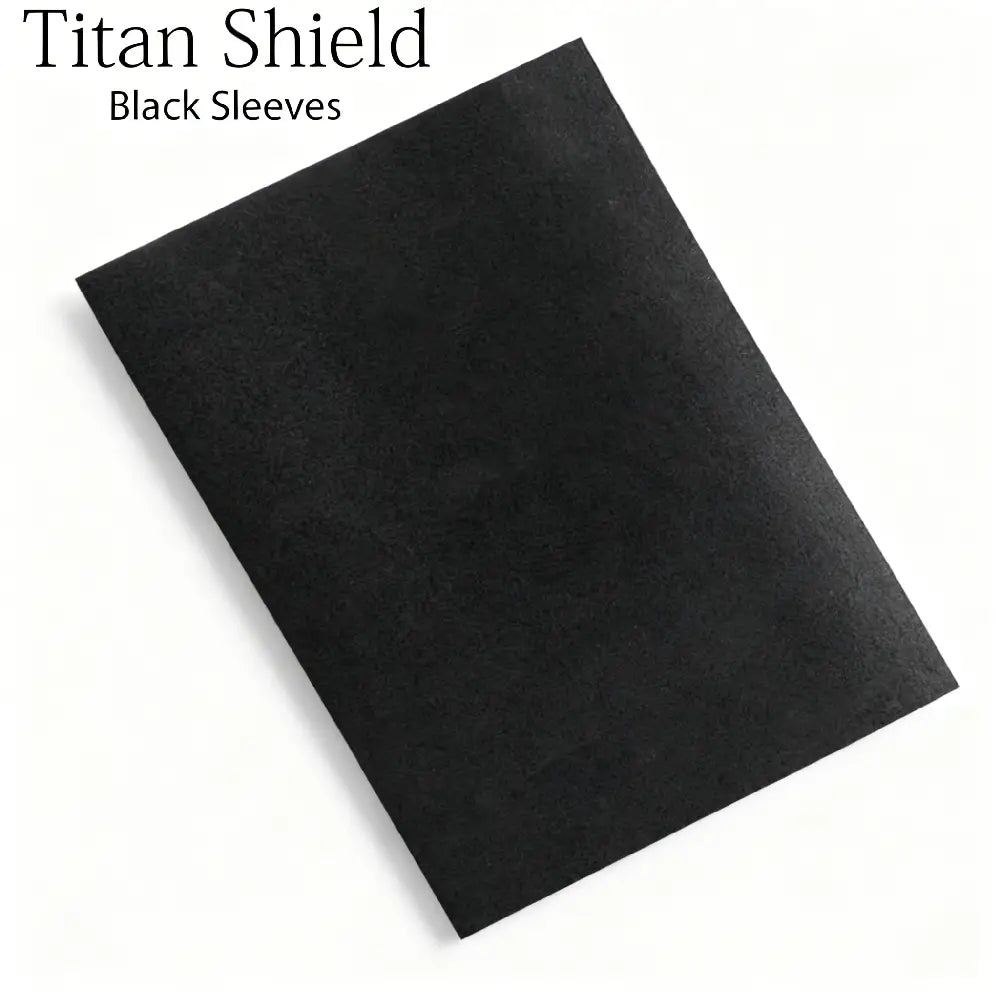 TitanShield premium black card sleeves packaging for standard size trading cards featuring a matte finish by TCGVault.