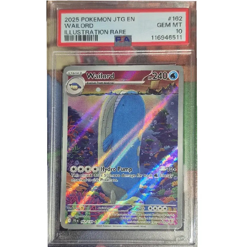 PSA 10 Wailord Illustration Rare 162/159 Journey Together Pokémon card graded Gem Mint in PSA slab